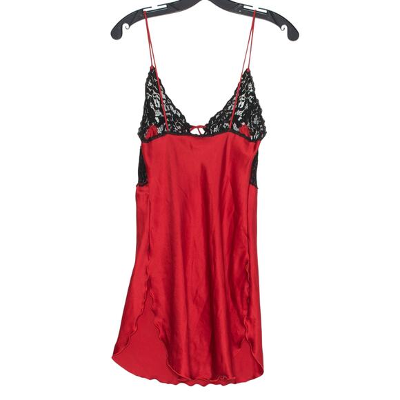 Vintage Blanche Slip Dress Lace Trim Romantic Coquette 50s 60s Sexy Red Black P - Picture 6 of 6